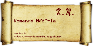 Komenda Mária névjegykártya
