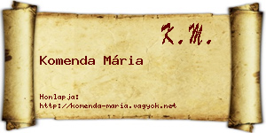 Komenda Mária névjegykártya